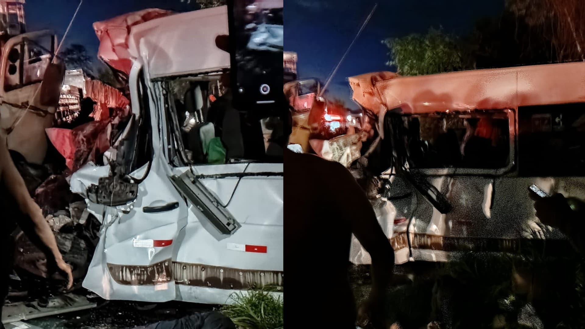 Viaturas da Polícia Militar no local do acidente na BR-010.