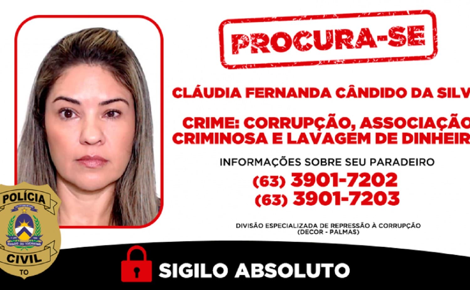 Viatura da Polícia Civil estacionada em frente à Secretaria Municipal de Saúde de Palmas.